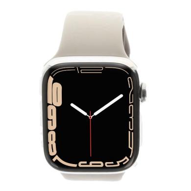 Apple Watch Series 7 GPS + Cellular 41mm Acier inoxydable argent Bracelet Sport lumière stellaire - comme neuf
